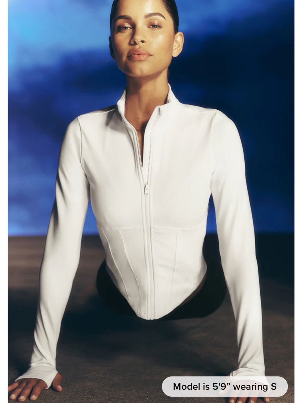 ALO Yoga White Zip-Up Long Sleeve Performance Top